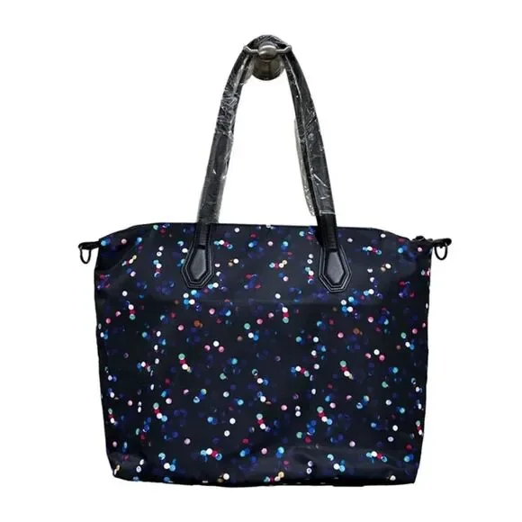 Mondani New York Black‎ Colorful Polka Dot Lined Yoga Tote Bag - Picture 3 of 5